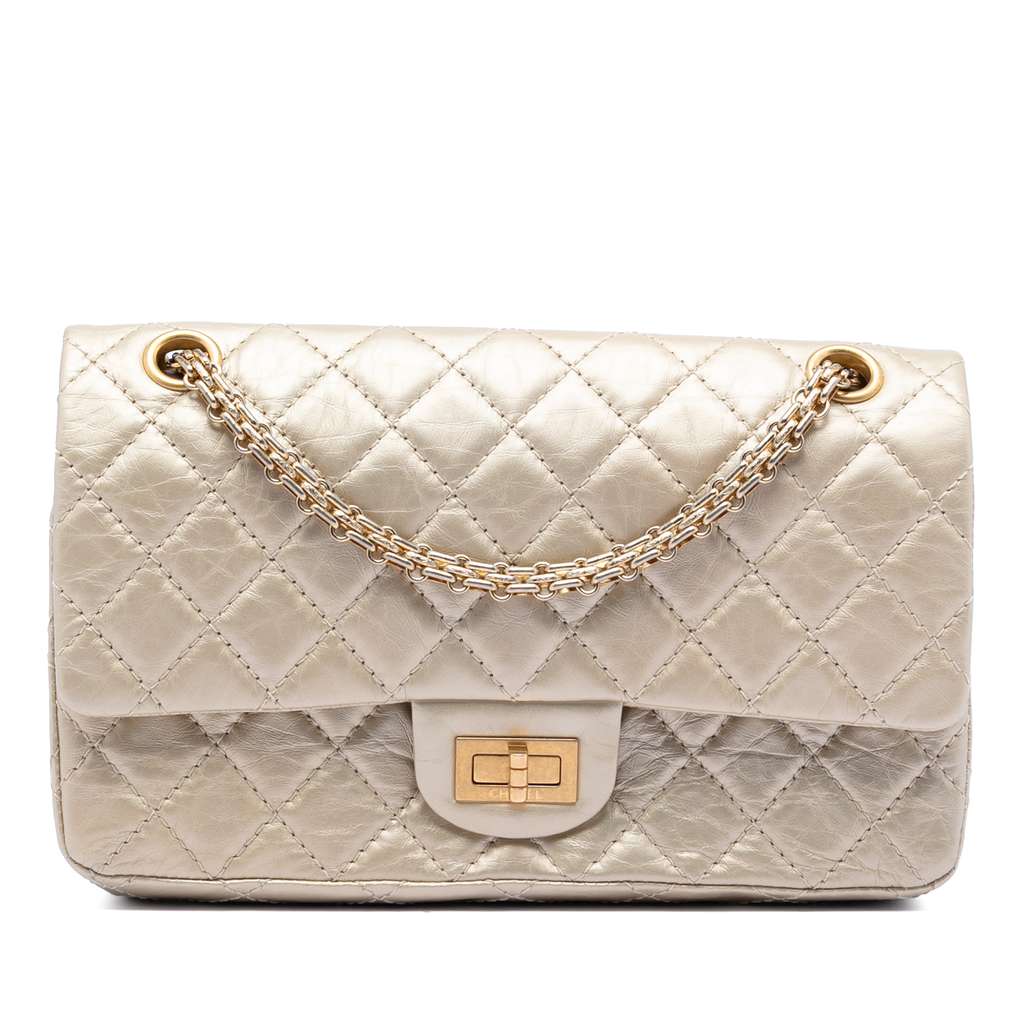 Chanel Quilted Metallic Aged Calfskin Reissue 2.55 Double Flap 225