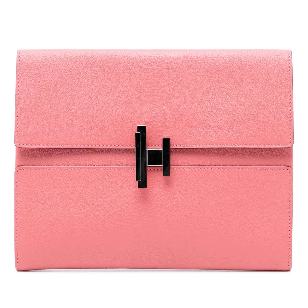Hermès Chevre Mysore Cinhetic Clutch Pink Leather Very good - Front View