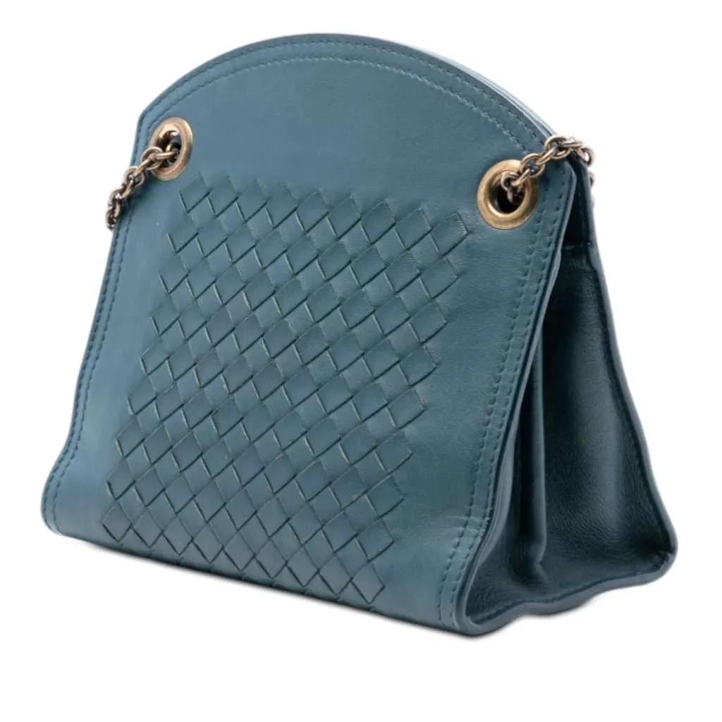 Bottega Veneta Nappa Intrecciato Chain Wallet Blue Leather Very good - Back View