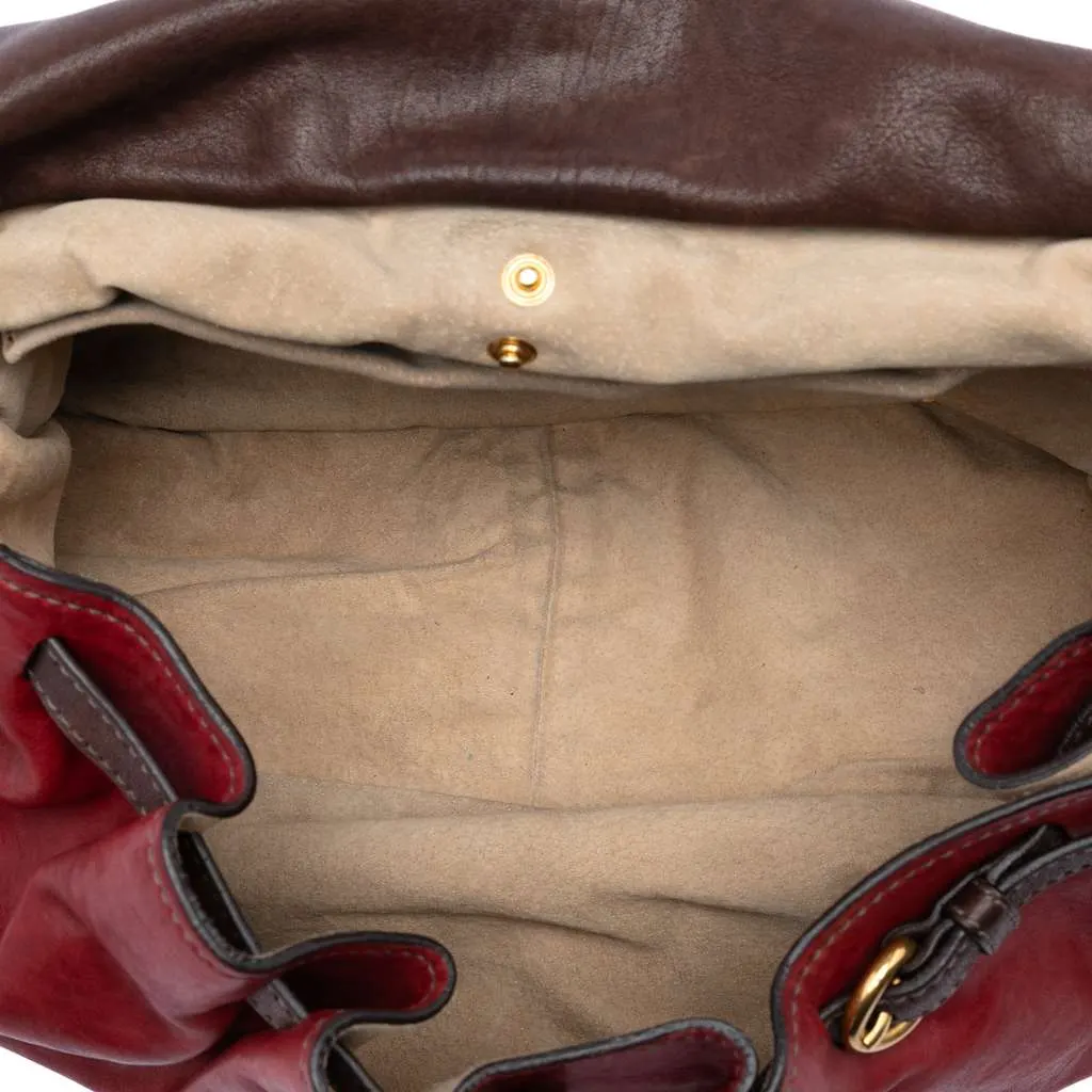 Miu Miu Bicolor Nappa Aviator Top Handle Bag Red Leather Good - Model View