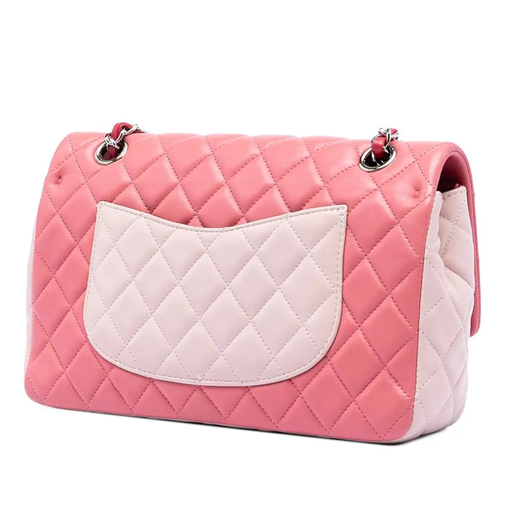 Chanel Medium Classic Tricolor Lambskin Valentines Heart Charms Single Flap Pink Leather Very good - Back View