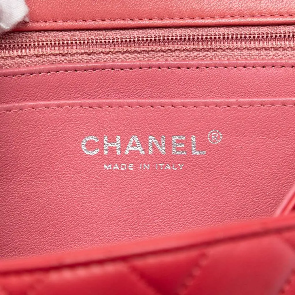 Chanel Medium Classic Tricolor Lambskin Valentines Heart Charms Single Flap Pink Leather Very good - Box View