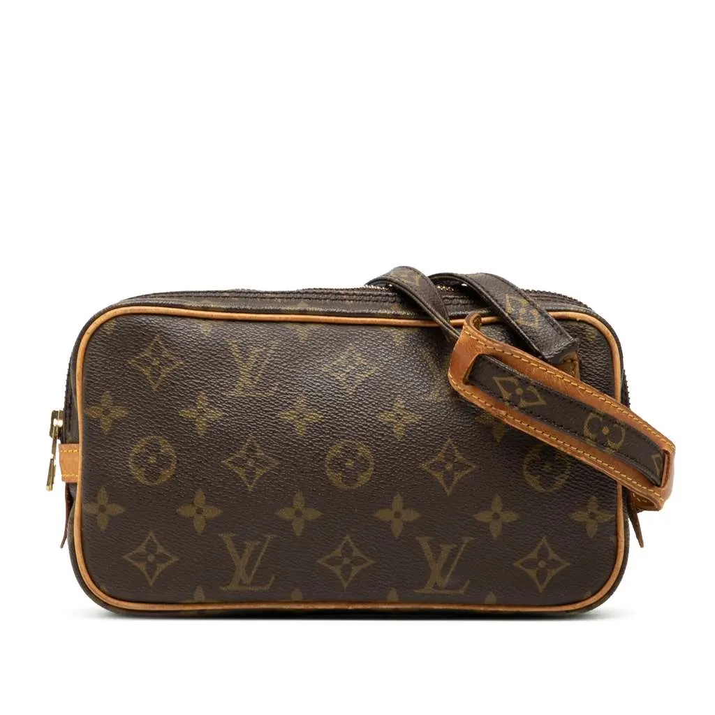 Louis Vuitton Monogram Pochette Marly Bandouliere Brown Good - Front View