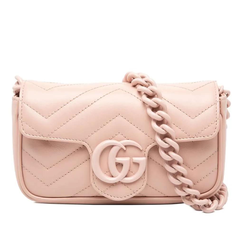 Gucci GG Marmont Matelasse Leather Monochrome Chain Belt Bag Pink Leather Very good - Front View
