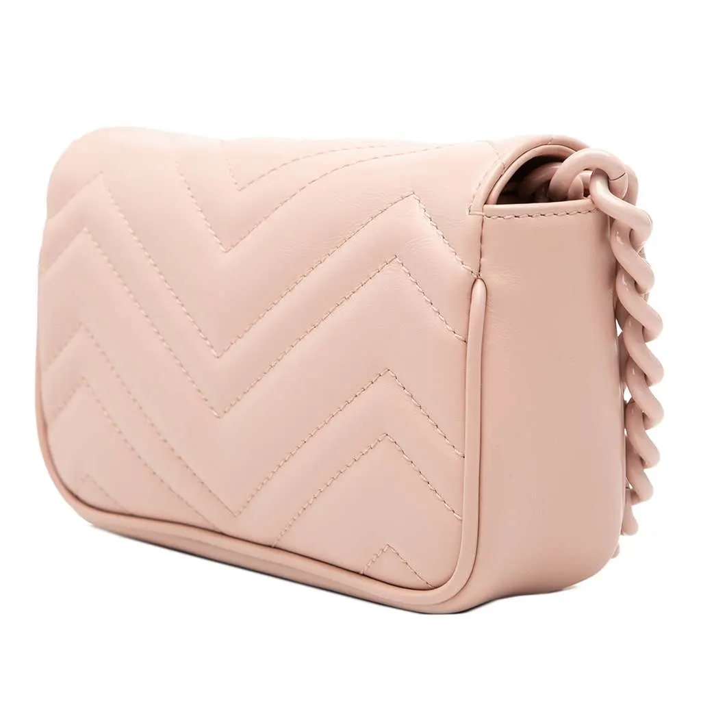 Gucci GG Marmont Matelasse Leather Monochrome Chain Belt Bag Pink Leather Very good - Back View
