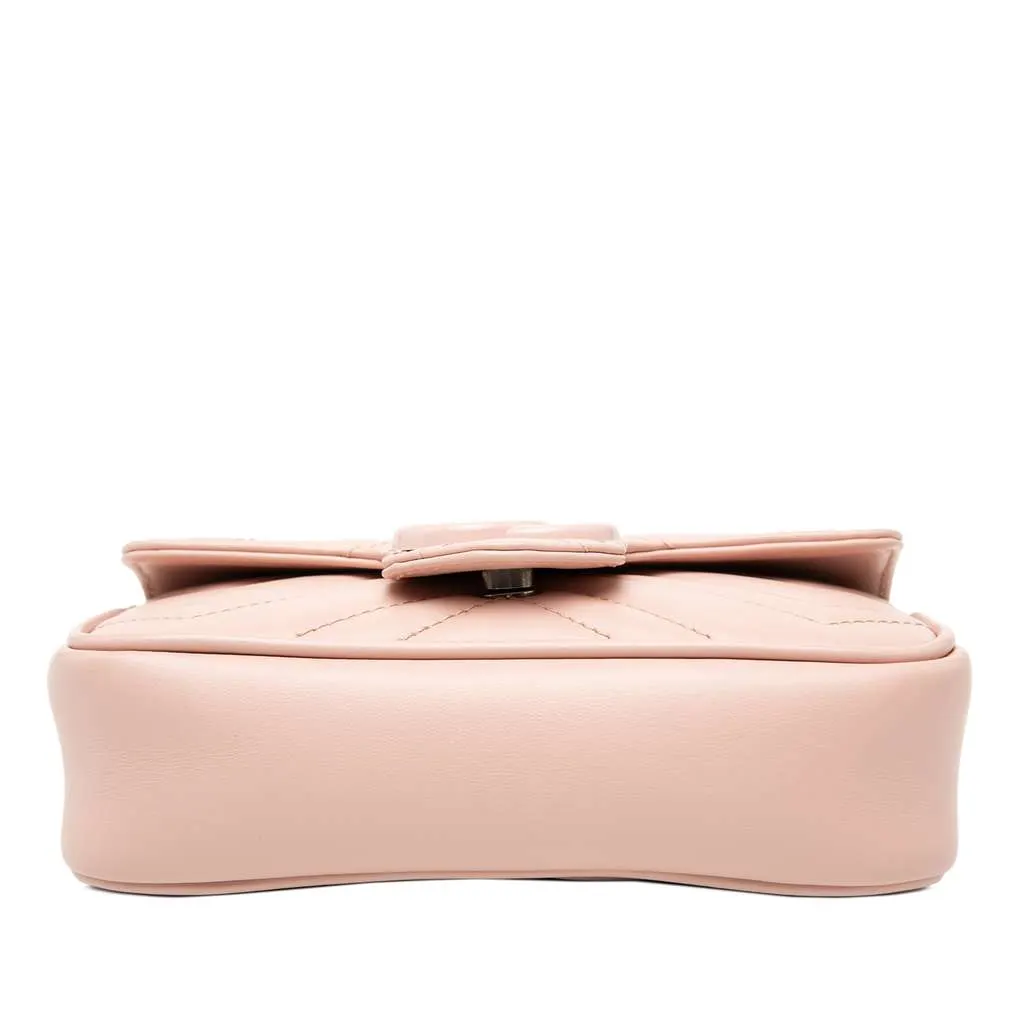 Gucci GG Marmont Matelasse Leather Monochrome Chain Belt Bag Pink Leather Very good - Inside View