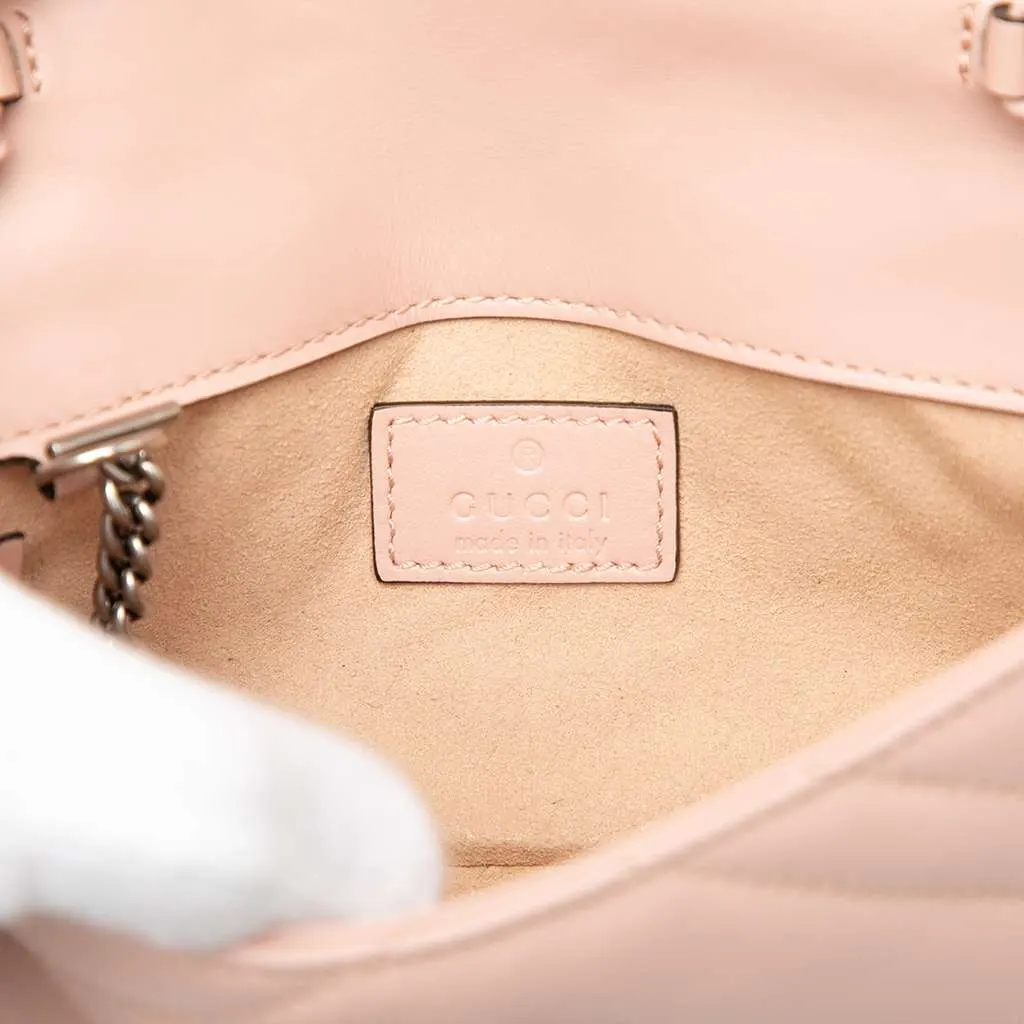 Gucci GG Marmont Matelasse Leather Monochrome Chain Belt Bag Pink Leather Very good - Box View