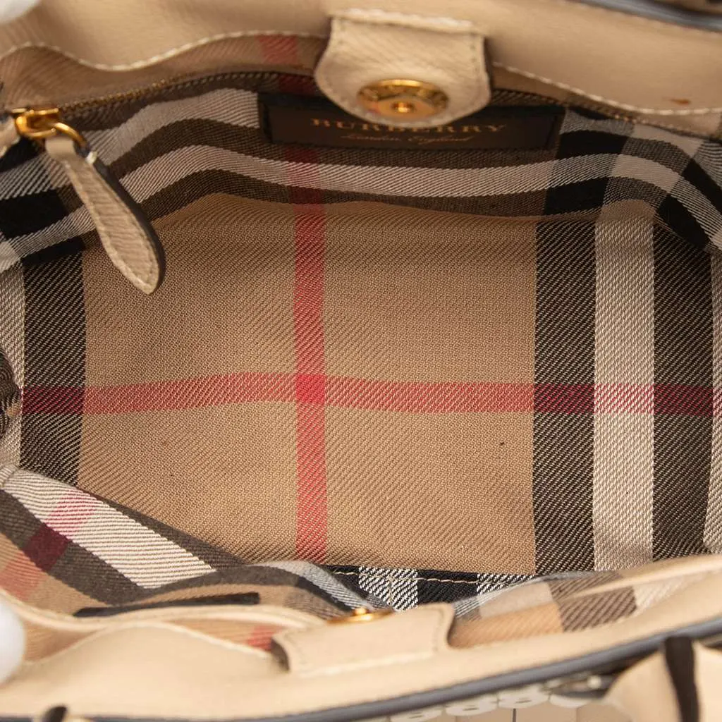 Burberry Small Leather Brogue Banner Satchel Beige Leather Very good - Model View