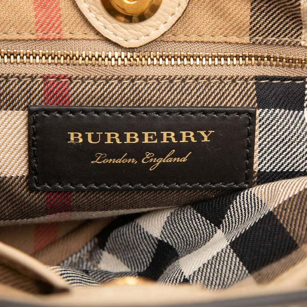 Burberry Small Leather Brogue Banner Satchel Beige Leather Very good - Box View