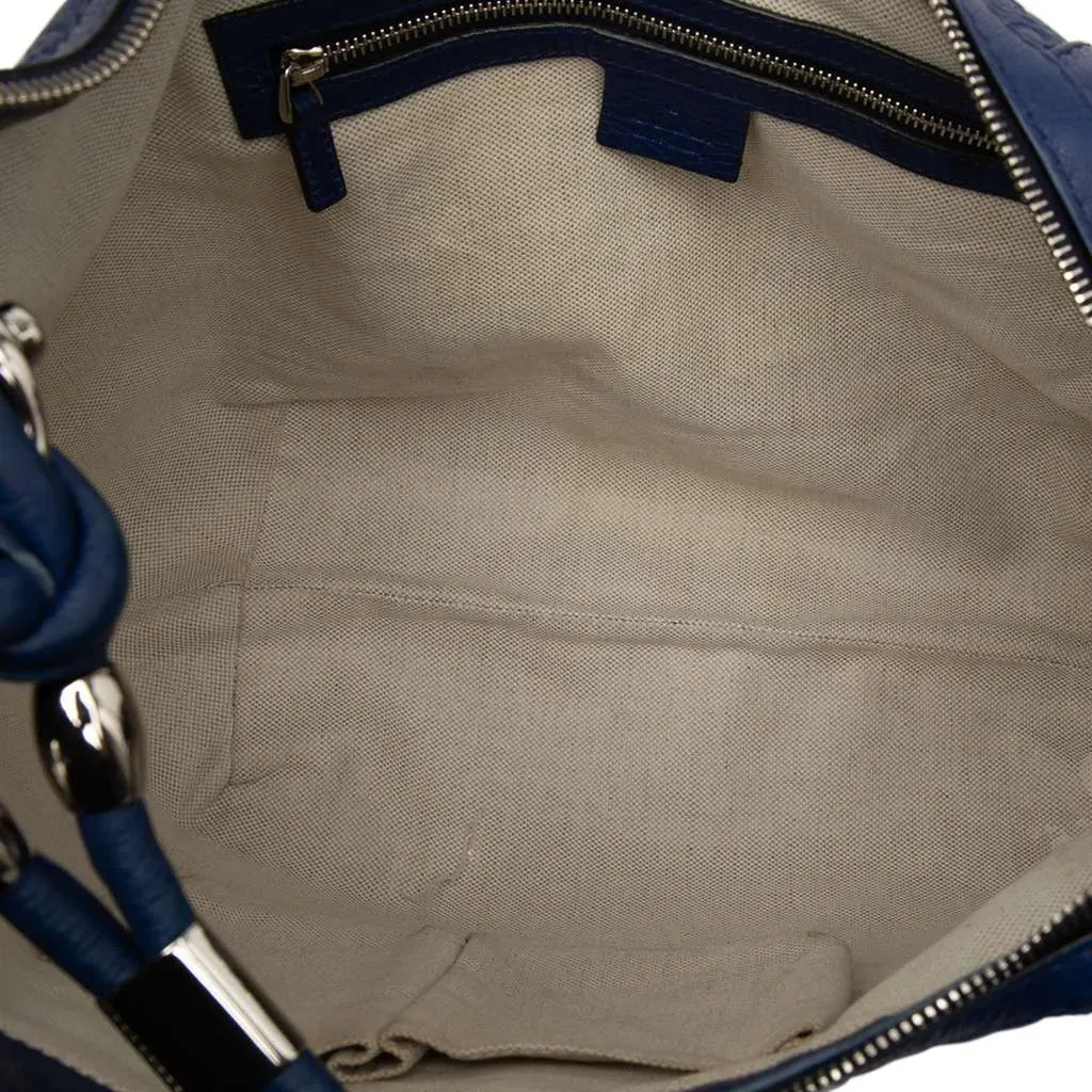 Gucci Medium Guccissima Techno Horsebit Hobo Blue Leather Very good - Model View