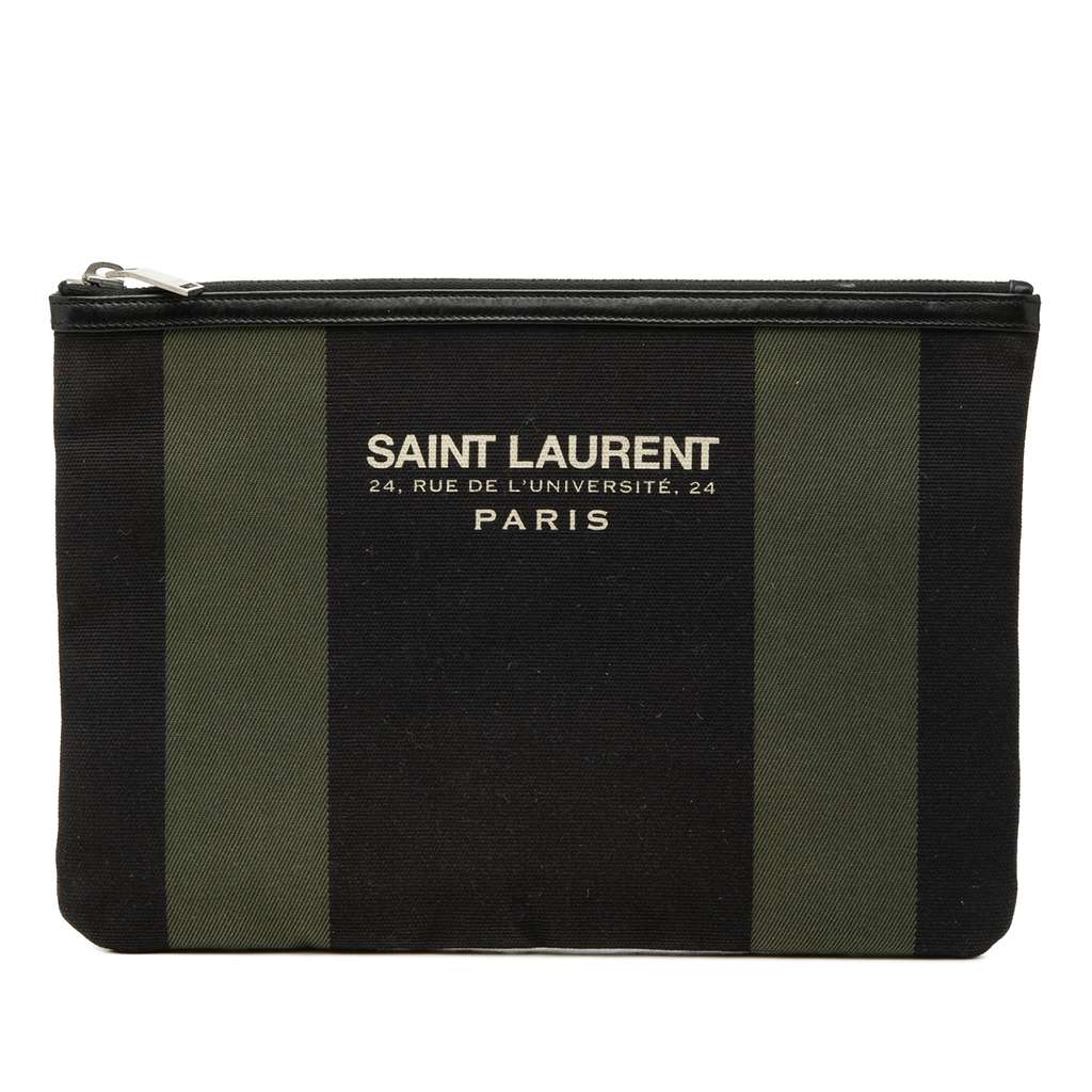 Saint Laurent Canvas Beach Zip Clutch