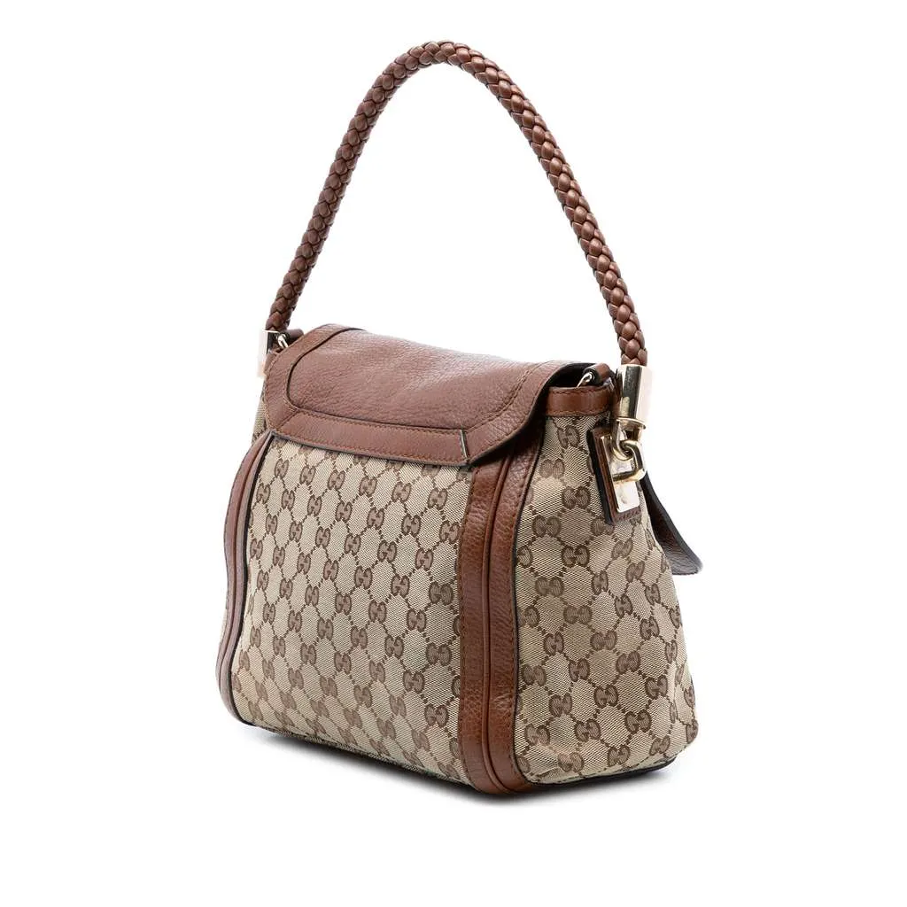 Gucci GG Canvas Bella Flap Satchel Beige Canvas Very good - Back View