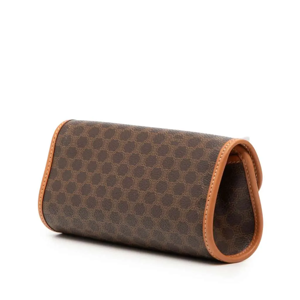 Celine Macadam Coated Canvas Clutch Brown Canvas Good - Back View