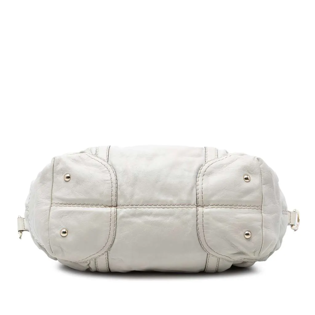 Gucci Leather Horsebit Nail Boston Bag White Leather Very good - Inside View