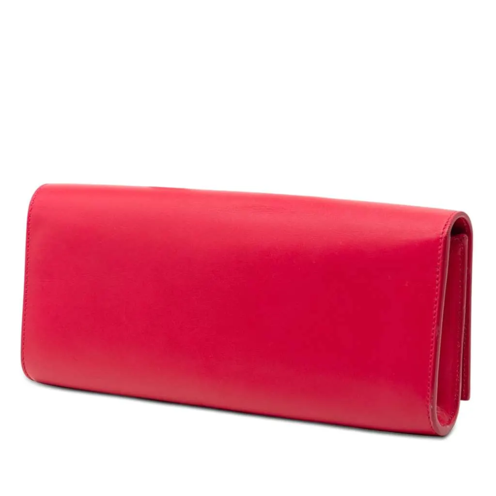 Saint Laurent Smooth Calfskin Lutetia Flap Clutch Pink Leather Very good - Back View