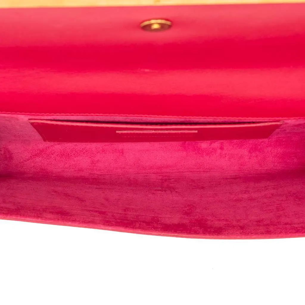 Saint Laurent Smooth Calfskin Lutetia Flap Clutch Pink Leather Very good - Model View