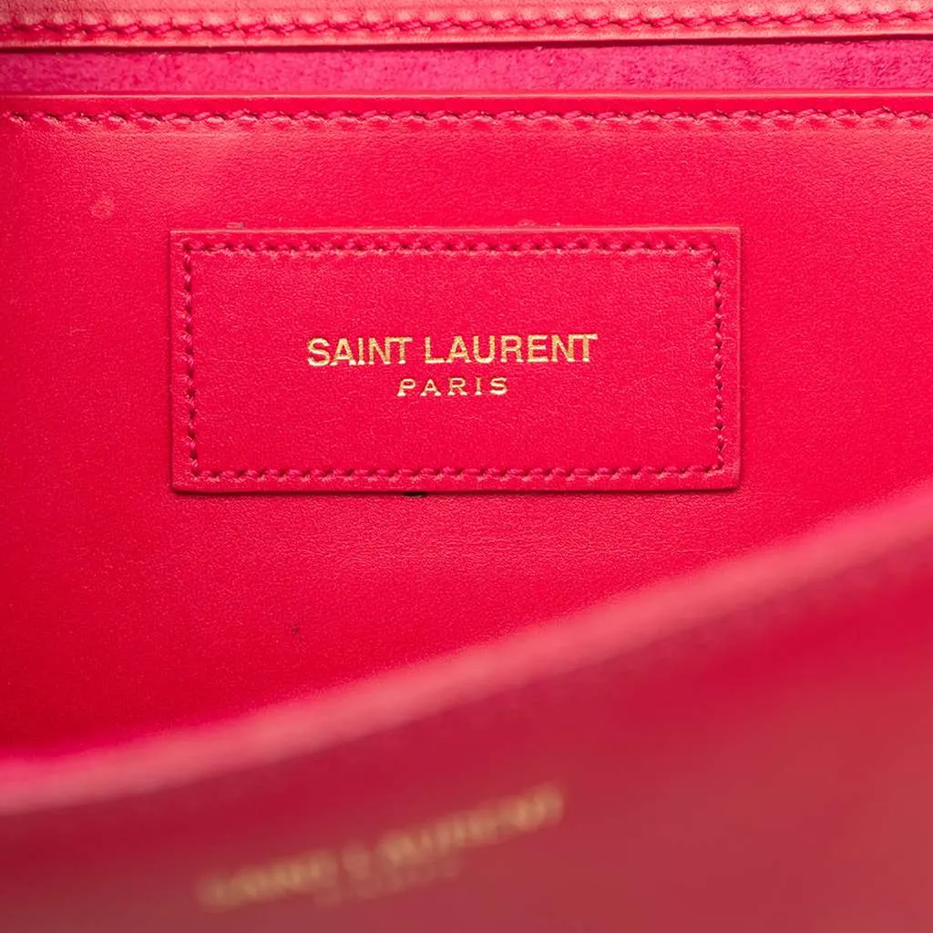 Saint Laurent Smooth Calfskin Lutetia Flap Clutch Pink Leather Very good - Box View