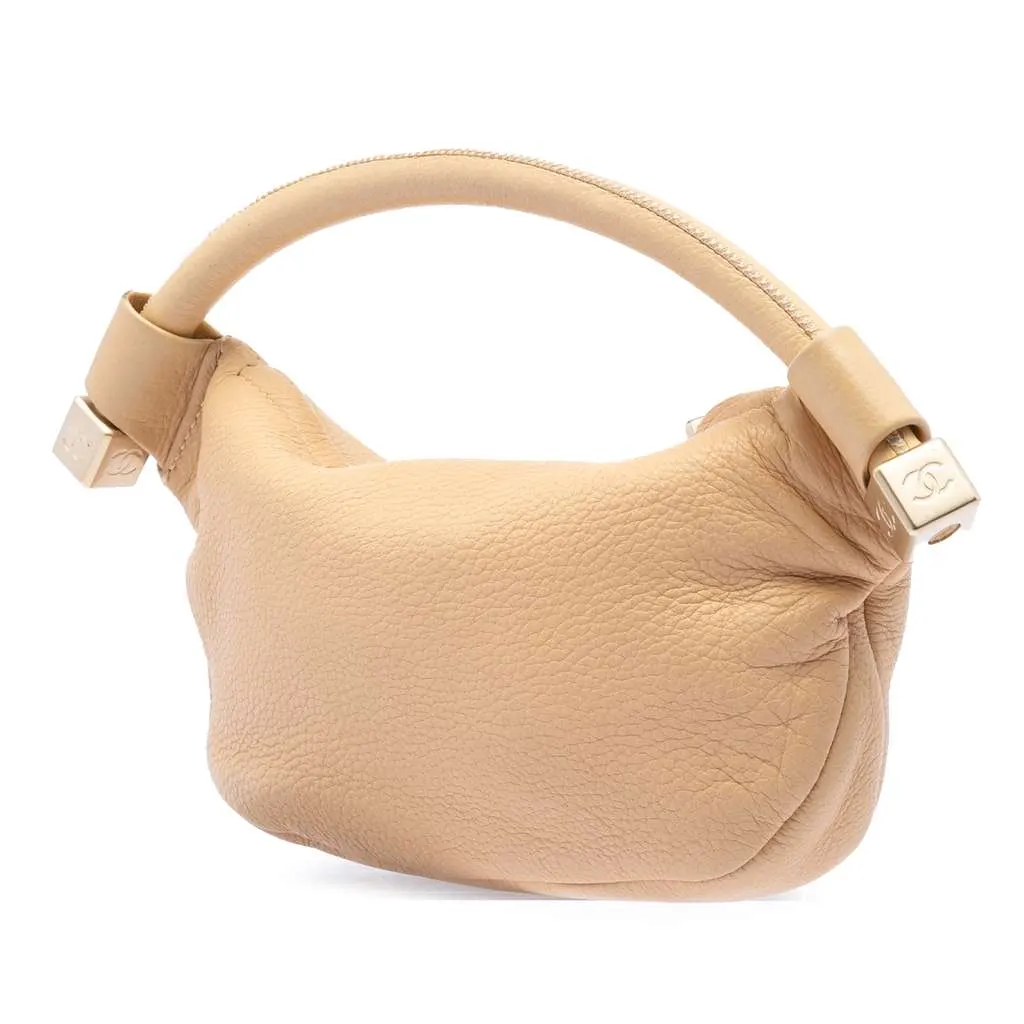Chanel CC Calfskin Tassel Hobo Beige Leather Very good - Back View