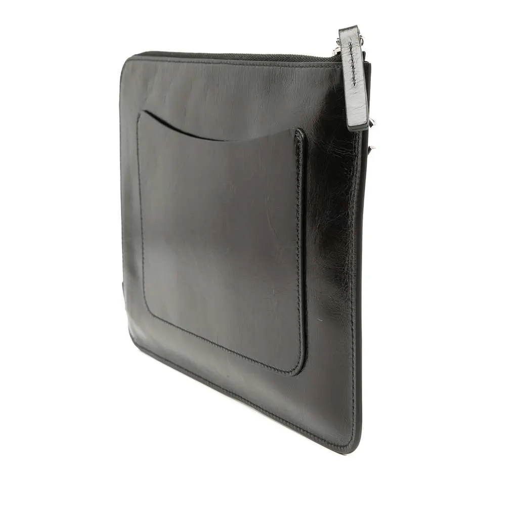 Chanel Distressed Calfskin Je Ne Suis Pas En Solde Clutch Black Leather Very good - Back View