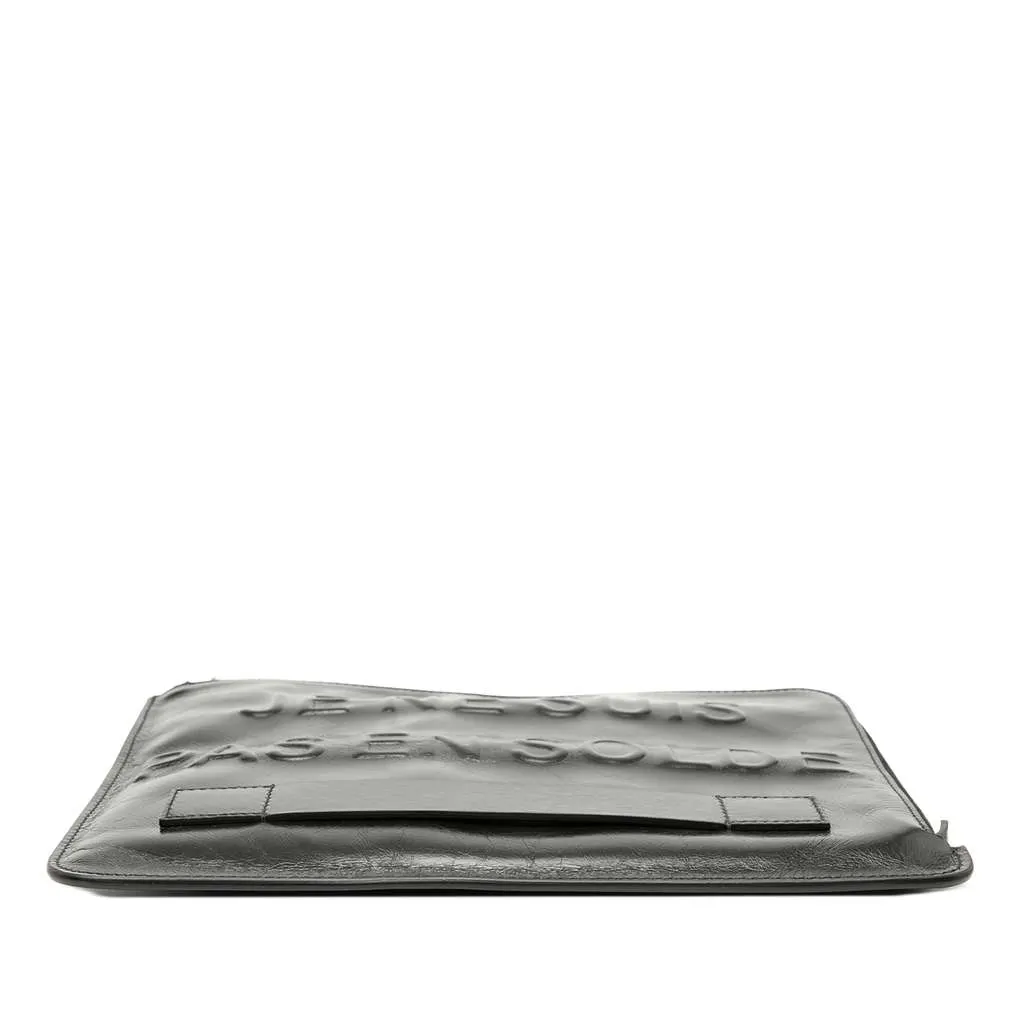 Chanel Distressed Calfskin Je Ne Suis Pas En Solde Clutch Black Leather Very good - Inside View