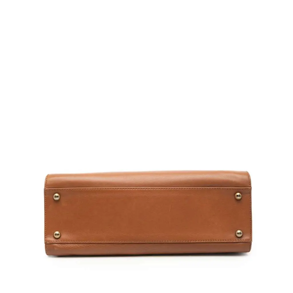 Chanel CC Soft Calfskin Turnlock Shoulder Bag Brown Leather Very good - Inside View