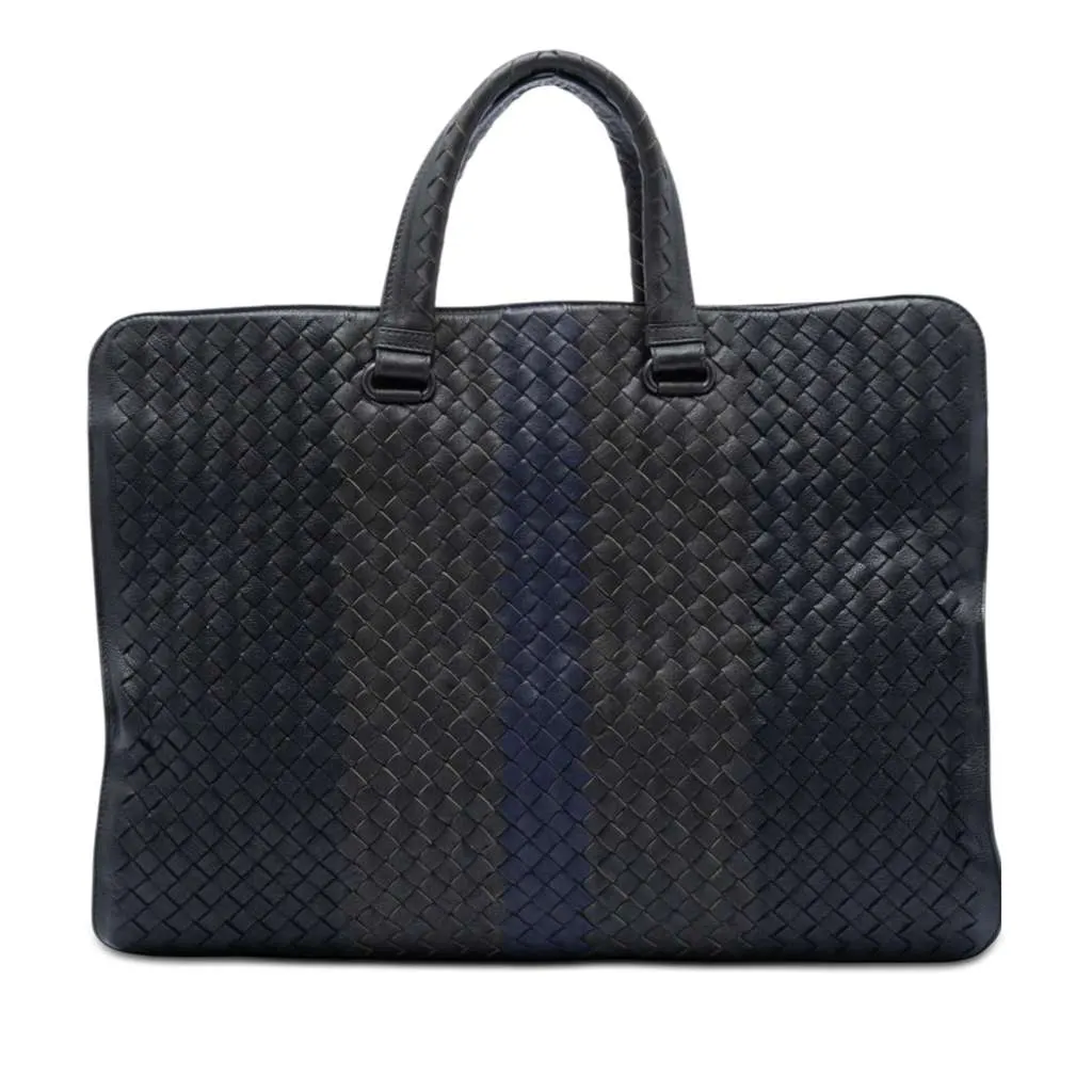 Bottega Veneta Nappa Intrecciato Club Fume Briefcase Black Leather Very good - Front View