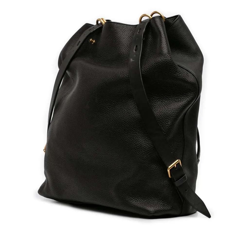 Gucci Grained Leather Kingsnake Print Backpack Black Leather Good - Back View