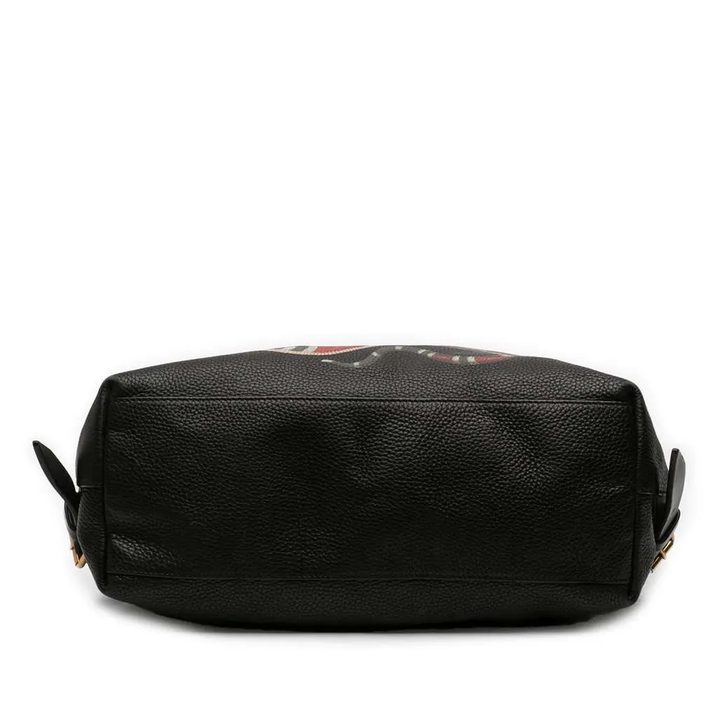 Gucci Grained Leather Kingsnake Print Backpack Black Leather Good - Inside View