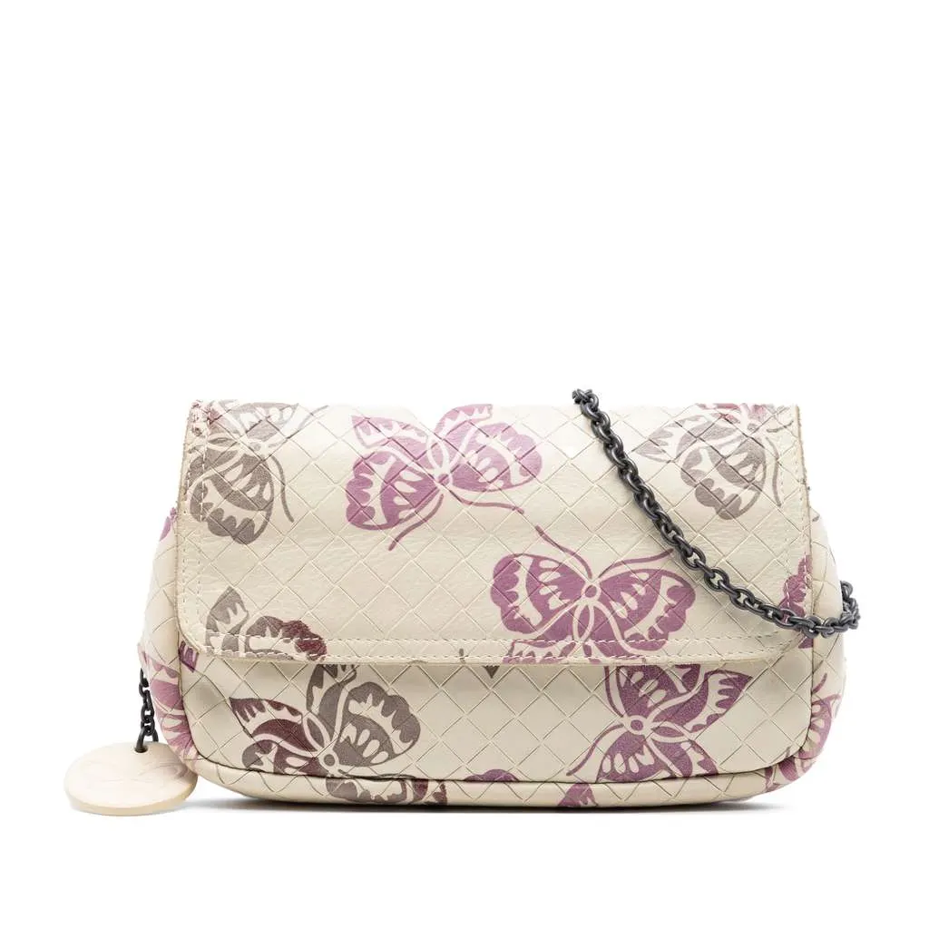 Bottega Veneta Small Nappa Intrecciomirage Butterfly Chain Crossbody Brown Leather Very good - Front View