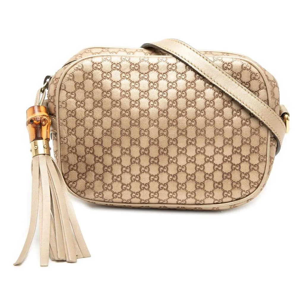 Gucci Metallic Microguccissima Sunshine Disco Camera Bag Gold Leather Very good - Front View