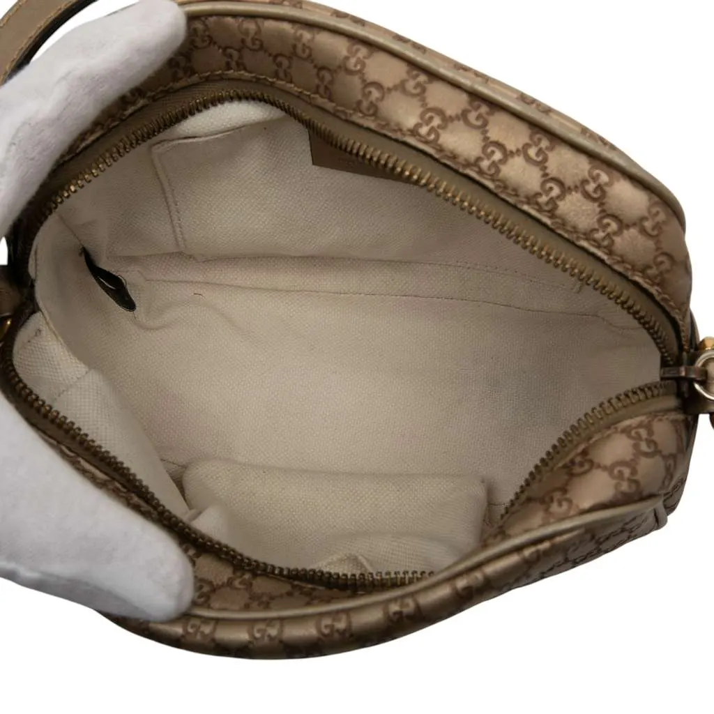 Gucci Metallic Microguccissima Sunshine Disco Camera Bag Gold Leather Very good - Model View