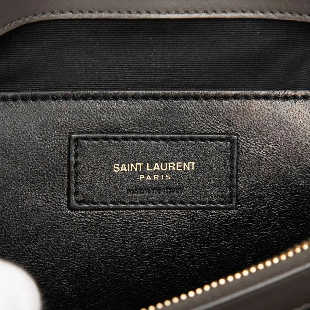 Saint Laurent Large Calfskin and Suede Chevron Monogram College Satchel Grey Leather Very good - Box View