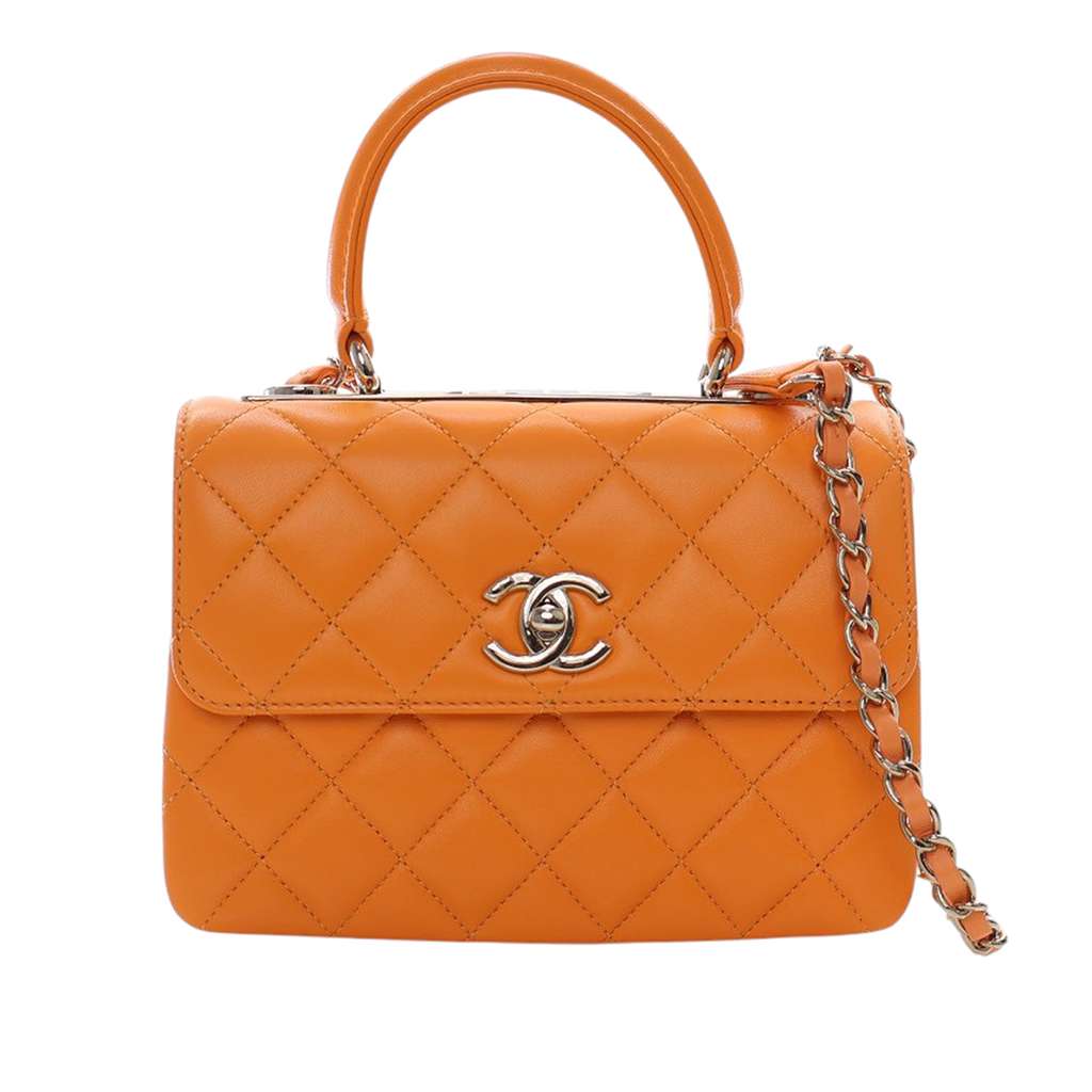 Chanel حقيبة صغيرة من جلد الخروف المبطن بتصميم عصري مع مقبض علوي وغطاء قلاب