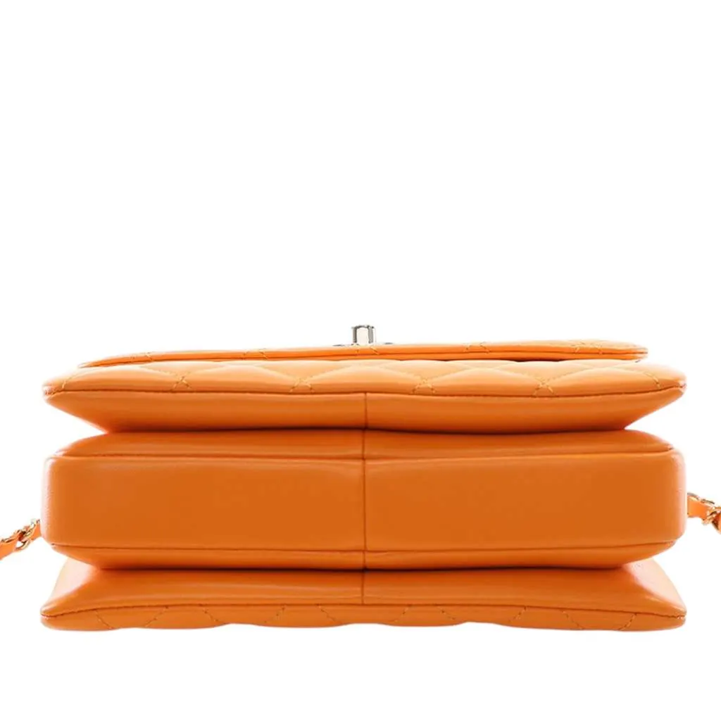 Chanel Mini Quilted Lambskin Trendy CC Top Handle Flap Orange Leather Very good - Box View