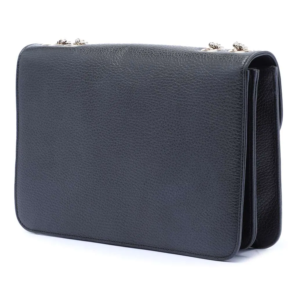 Gucci Medium Dollar Calfskin Interlocking G Crossbody Black Leather Very good - Back View