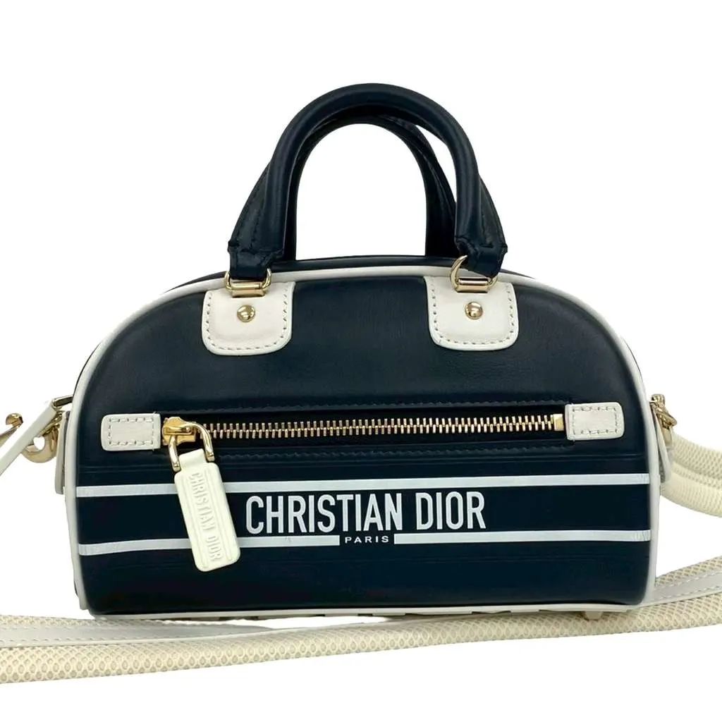 Dior Micro Leather Dior Vibe Zip Bowling Bag Blue Leather Very good - Front View