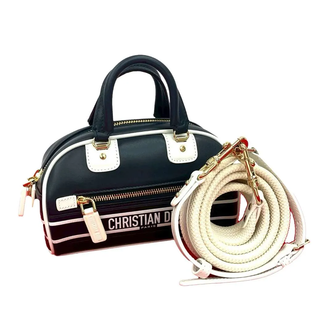 Dior Micro Leather Dior Vibe Zip Bowling Bag Blue Leather Very good - Back View
