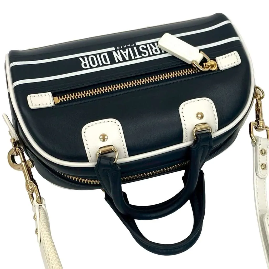 Dior Micro Leather Dior Vibe Zip Bowling Bag Blue Leather Very good - Model View