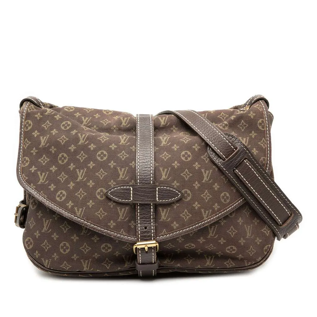 Louis Vuitton Monogram Mini Lin Saumur 30 Brown Canvas Very good - Front View