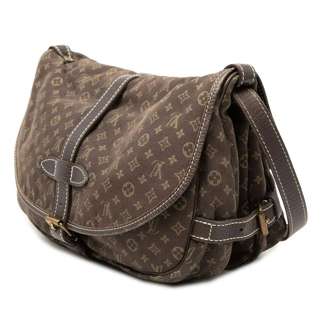 Louis Vuitton Monogram Mini Lin Saumur 30 Brown Canvas Very good - Back View