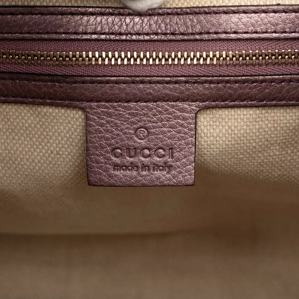 Gucci Small Calfskin Soho Satchel Purple Leather Very good - Box View