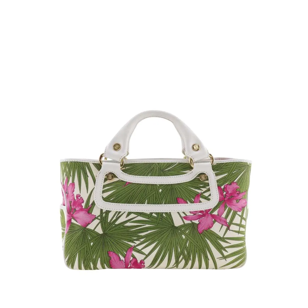 Celine Canvas Botanical Print Boogie Handbag White Canvas Very good - Front View