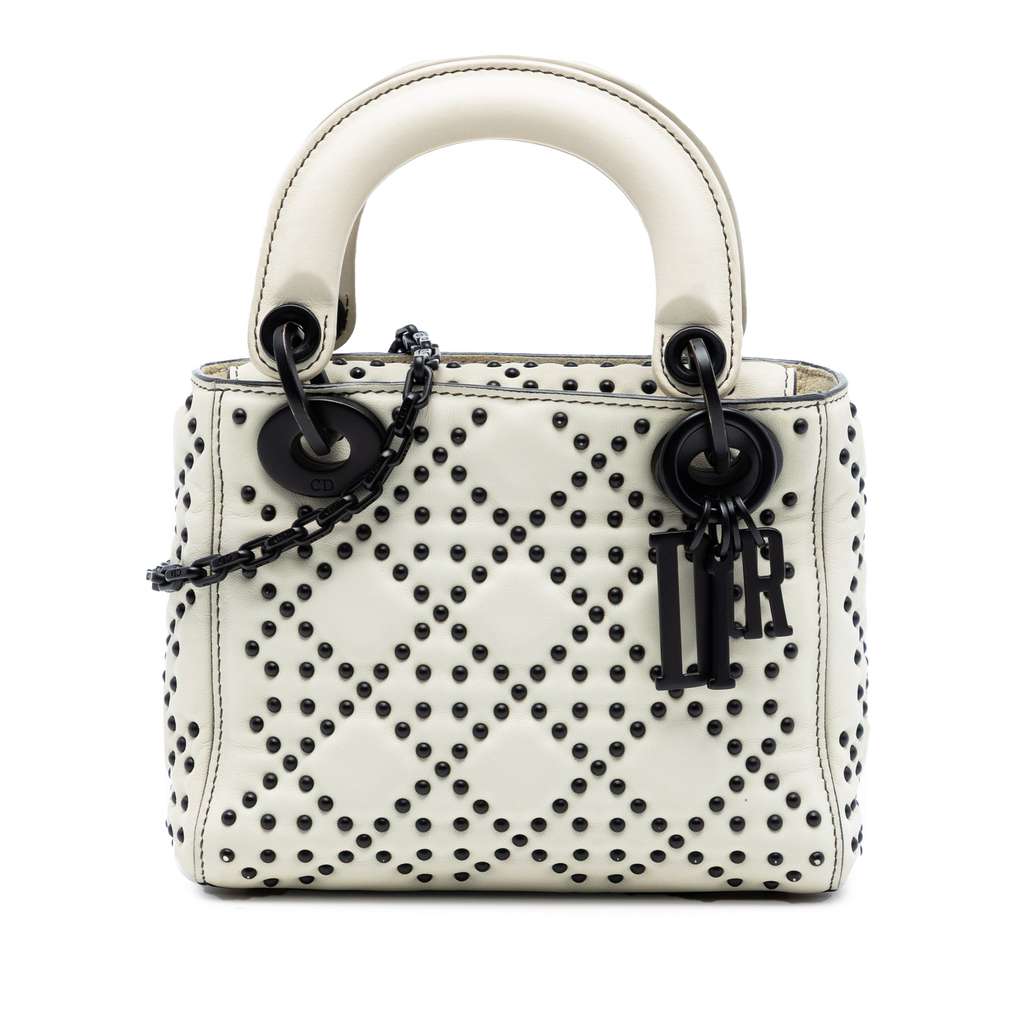 Dior Mini Lambskin Cannage Studded Supple Lady Dior