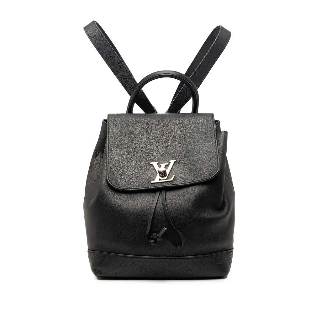 Louis Vuitton Taurillon Lockme Backpack Black Leather Good - Front View
