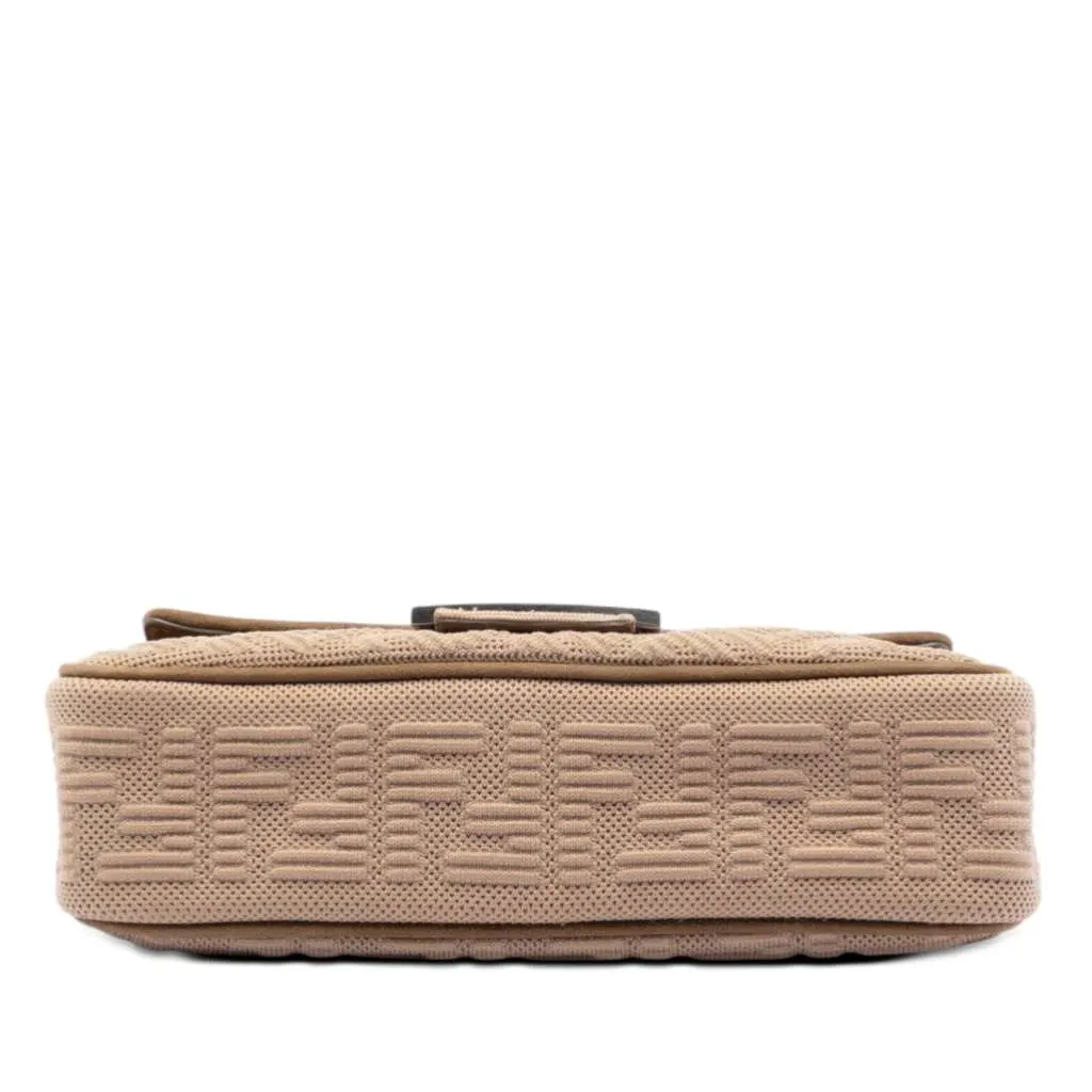Fendi Zucca Embossed Technical Fabric Chain Midi Baguette Beige Very good - Inside View