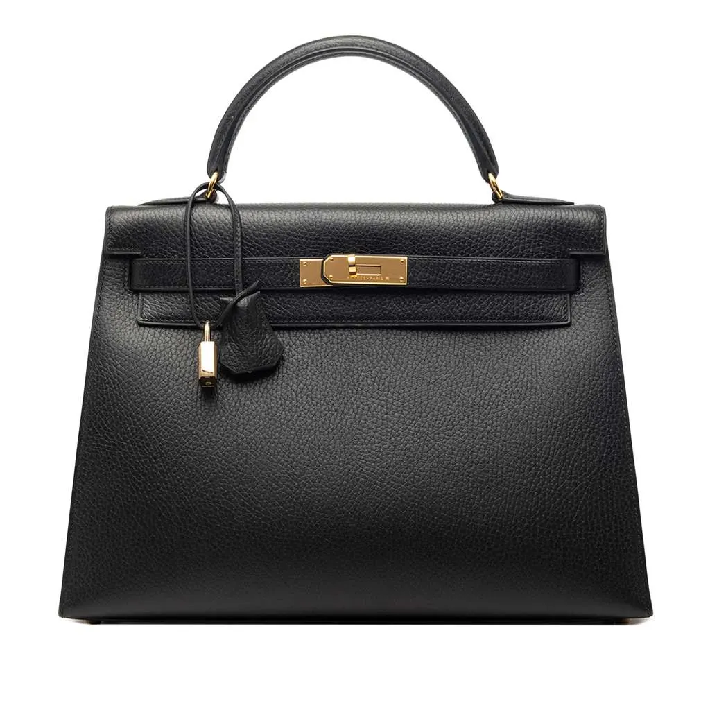 Hermès Ardennes Kelly Sellier 32 Black Leather Very good - Front View