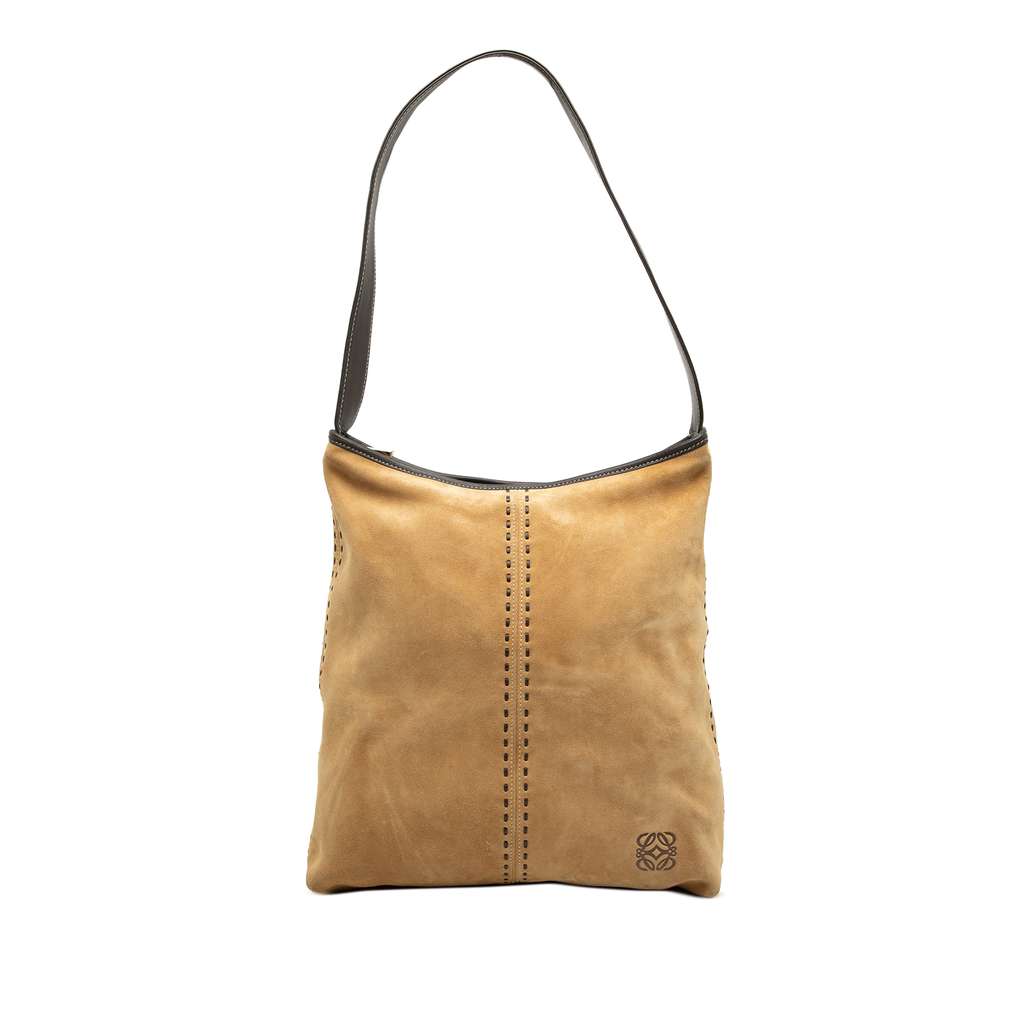 Loewe حقيبة كتف من جلد الغزال بتصميم أناغرام