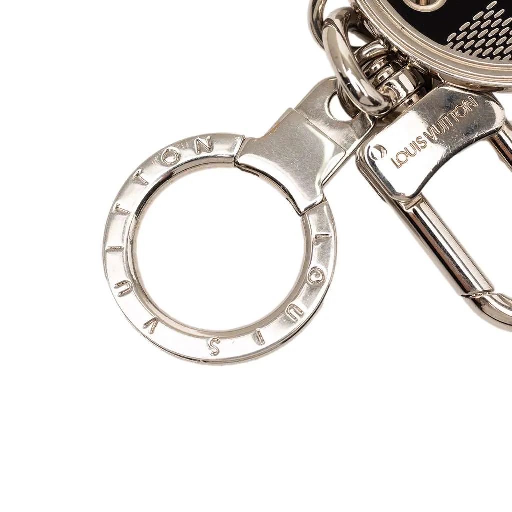 Louis Vuitton Brass Damier Porte Cles Address Bag Charm and Key Holder Silver Brass Very good - Inside View