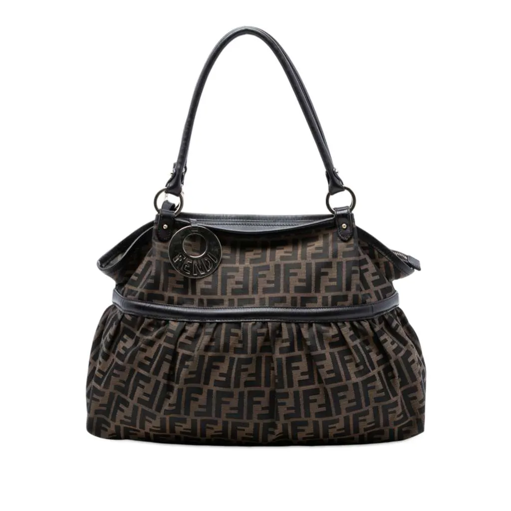 Fendi Large Zucca Canvas Chef Shoulder Bag Brown Canvas Very good - Front View