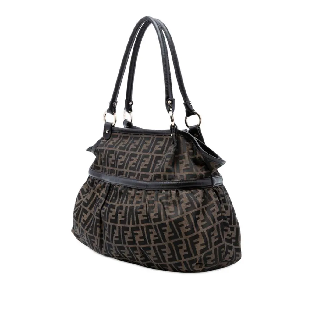 Fendi Large Zucca Canvas Chef Shoulder Bag Brown Canvas Very good - Back View